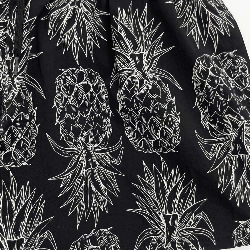 Lauren James Size Small Black White Pineapple Swim Shorts Drawstring Womens - Picture 2 of 6
